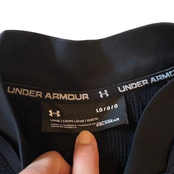 Under Armour Shirt Mens Large Black Loose Coldgear 1/2 Zip Performance Fleece - Picture 5 of 10